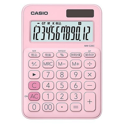 カラフル電卓 ミニジャストタイプ ペールピンク CASIO MW-C20C-PK