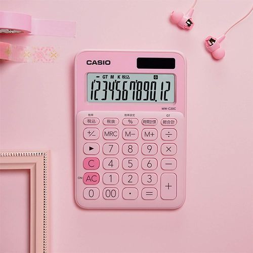 カラフル電卓 ミニジャストタイプ ペールピンク CASIO MW-C20C-PK