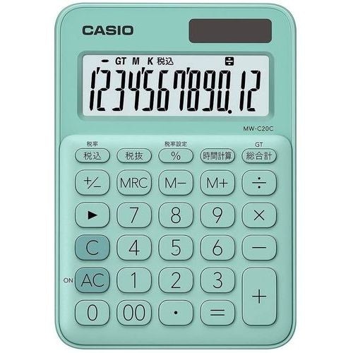 カラフル電卓 ミニジャストタイプ ミントグリーン CASIO MW-C20C-GN