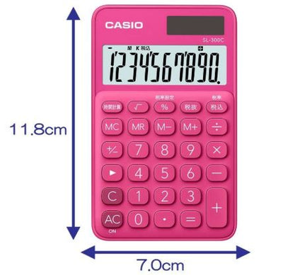 カラフル電卓 手帳タイプ ビビッドピンク CASIO SL-300C-RD