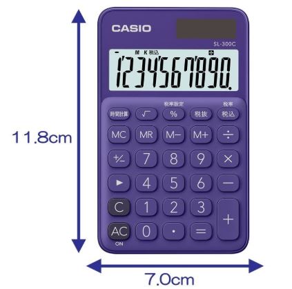 カラフル電卓 手帳タイプ パープル CASIO SL-300C-PL