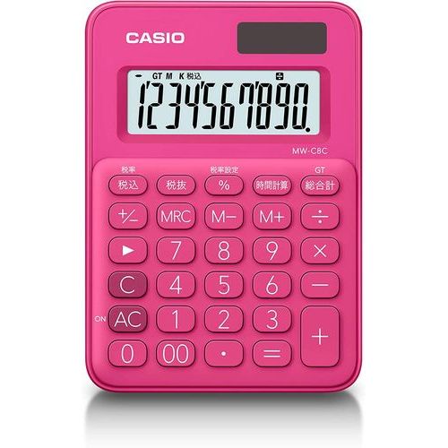 カラフル電卓 ミニミニジャストタイプ ビビッドピンク CASIO MW-C8C-RD