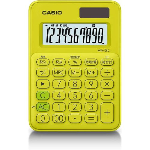 カラフル電卓 ミニミニジャストタイプ ライムグリーン CASIO MW-C8C-YG