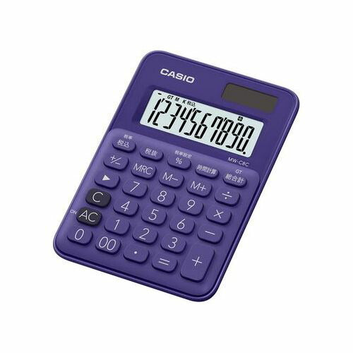 カラフル電卓 ミニミニジャストタイプ パープル CASIO MW-C8C-PL