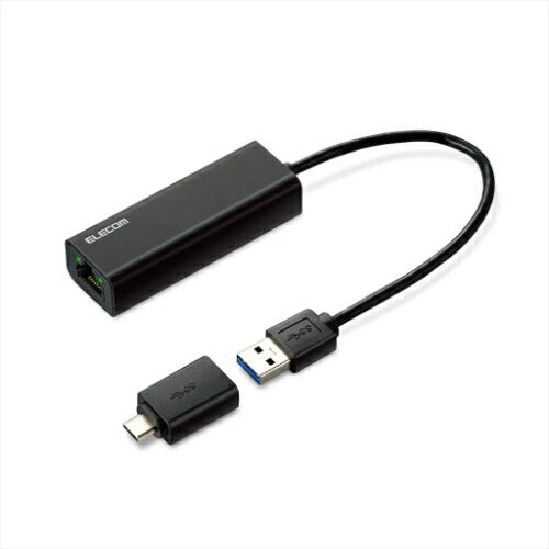 Type-A/Cポート両対応2.5G有線LANアダプター ブラック エレコム EDC-QUA3C-B