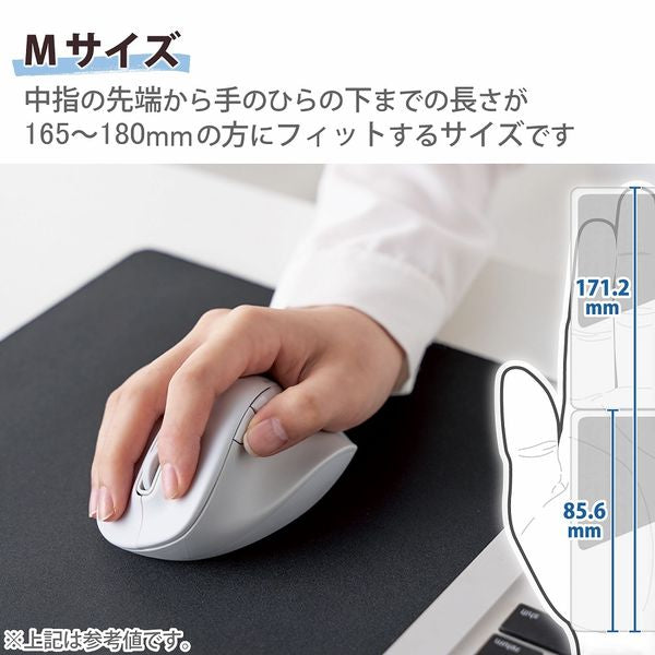 Bluetooth 静音 ワイヤレスマウス 5ボタン 右手専用 抗菌 Mサイズ（ホワイト） エレコム M-XGM30BBSKWH