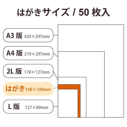 プリンター用紙 写真用紙 はがき 50枚 光沢 高グレード 厚手 ホワイト エレコム EJK-HQH50