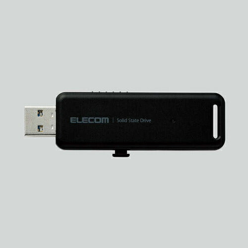 外付けSSD スティック型 ESD-EMBシリーズ 500GB USB 3.2（Gen 2）対応 スライド式 ノック式 耐衝撃 耐振動 USBメモリサイズ ブラック エレコム ESD-EMB0500GBK