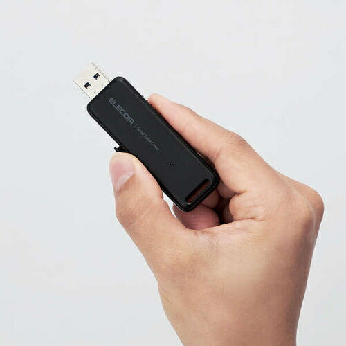 外付けSSD スティック型 ESD-EMBシリーズ 500GB USB 3.2（Gen 2）対応 スライド式 ノック式 耐衝撃 耐振動 USBメモリサイズ ブラック エレコム ESD-EMB0500GBK