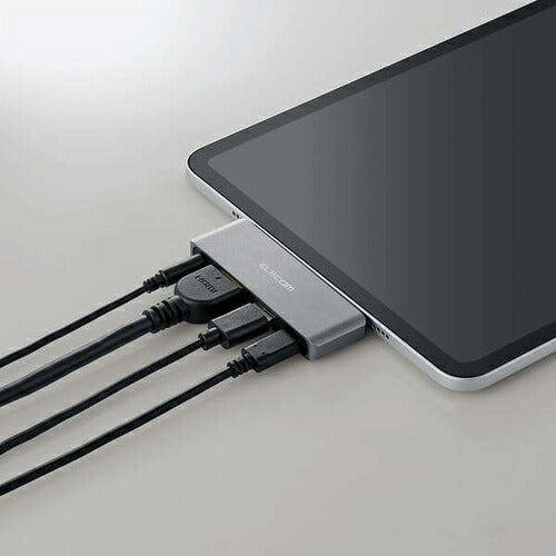 USB Type-C ドッキングステーション ハブ 4-in-1 PD 55W出力 USB-C×1/USB-A×1/HDMI×1/3.5mm4極ステレオミニ×1 シルバー エレコム DST-C25SV