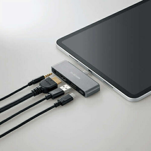 USB Type-C ドッキングステーション ハブ 4-in-1 PD 55W出力 USB-C×1/USB-A×1/HDMI×1/3.5mm4極ステレオミニ×1 シルバー エレコム DST-C25SV