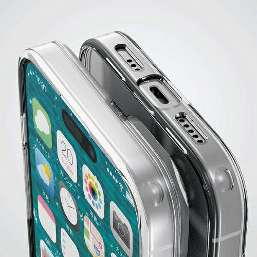 iPhone 15 ハイブリッドケース ガラス スタンダード エレコム PM-A23AHVCG1CR