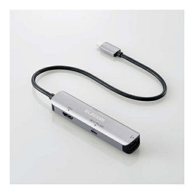 USB Type C ドッキングステーション ハブ 4-in-1 PD 92W出力 USB-C ×1 USB-A ×1 HDMI ×1 RJ45 ×1 【Windows 11 10 macOS iPadOS 等対応】 シルバー エレコム DST-C29SV