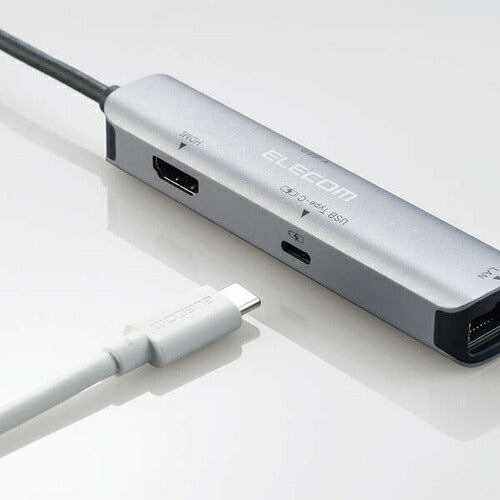 USB Type C ドッキングステーション ハブ 4-in-1 PD 92W出力 USB-C ×1 USB-A ×1 HDMI ×1 RJ45 ×1 【Windows 11 10 macOS iPadOS 等対応】 シルバー エレコム DST-C29SV