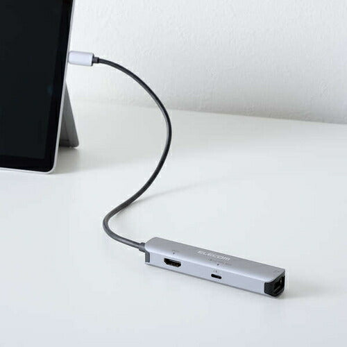 USB Type C ドッキングステーション ハブ 4-in-1 PD 92W出力 USB-C ×1 USB-A ×1 HDMI ×1 RJ45 ×1 【Windows 11 10 macOS iPadOS 等対応】 シルバー エレコム DST-C29SV