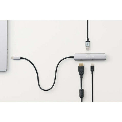 USB Type C ドッキングステーション ハブ 4-in-1 PD 92W出力 USB-C ×1 USB-A ×1 HDMI ×1 RJ45 ×1 【Windows 11 10 macOS iPadOS 等対応】 シルバー エレコム DST-C29SV