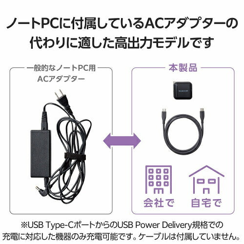 USB Power Delivery 65W AC充電器(C×1) ブラック エレコム ACDC-PD8565BK