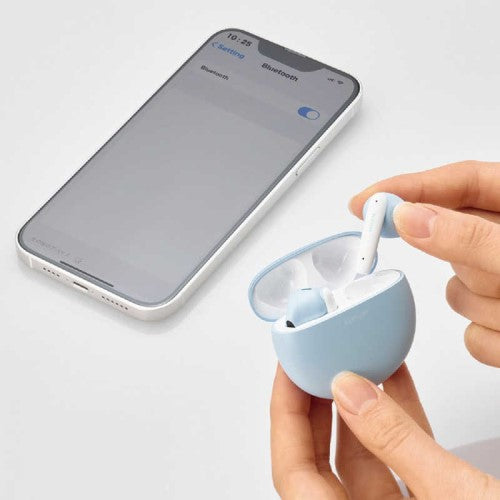 完全ワイヤレスBluetoothヘッドホン マカロンブルー エレコム LBT-TWS17CSBU
