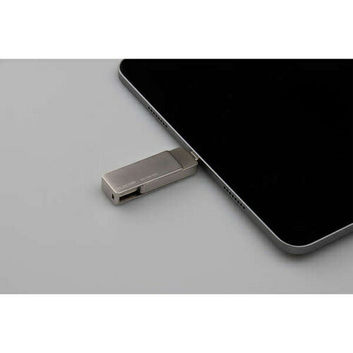 外付けSSD スティック型 ESD-EPAシリーズ 500GB USB 3.2（Gen 2）対応 USB Type C/USB-A両対応 回転式カバー USBメモリ型 ストラップホール付 シルバー エレコム ESD-EPA0500GSV