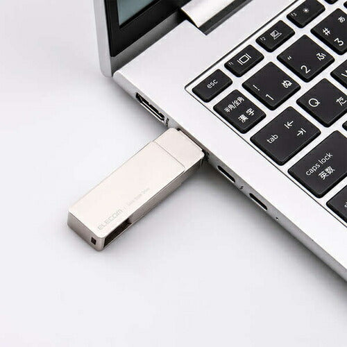 外付けSSD スティック型 ESD-EPAシリーズ 500GB USB 3.2（Gen 2）対応 USB Type C/USB-A両対応 回転式カバー USBメモリ型 ストラップホール付 シルバー エレコム ESD-EPA0500GSV