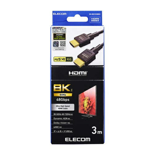 HDMIケーブル 3m ウルトラハイスピード 8K 4K対応 HDMI2.1 エレコム DH-HD21E30BK2 ブラック