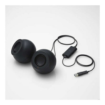 パソコン用2.0chスピーカー Stina (スティーナ) USB Type-C 接続 4.4W ボリュームコントローラー付 USB-A変換アダプター付 ブラック エレコム SP-P10CUSBBK