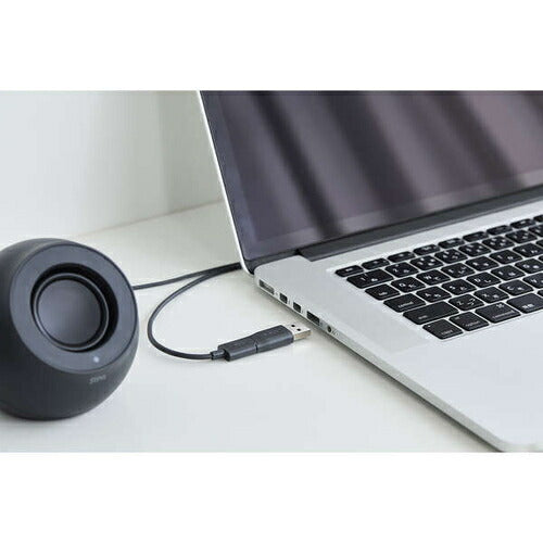 パソコン用2.0chスピーカー Stina (スティーナ) USB Type-C 接続 4.4W ボリュームコントローラー付 USB-A変換アダプター付 ブラック エレコム SP-P10CUSBBK