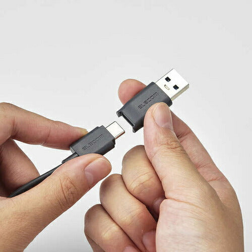 パソコン用2.0chスピーカー Stina (スティーナ) USB Type-C 接続 4.4W ボリュームコントローラー付 USB-A変換アダプター付 ブラック エレコム SP-P10CUSBBK