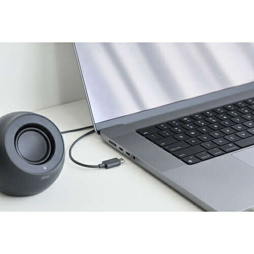 パソコン用2.0chスピーカー Stina (スティーナ) USB Type-C 接続 4.4W ボリュームコントローラー付 USB-A変換アダプター付 ブラック エレコム SP-P10CUSBBK