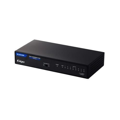 スイッチングハブ LANハブ エレコム EHC-G08MN4-HJB ブラック Giga対応 8ポート 金属筐体 電源内蔵