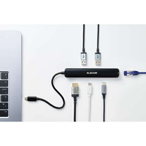 USB Type C ドッキングステーション ハブ 6-in-1 PD 85W出力 急速充電 USB-C ×2 USB-A ×2 HDMI ×1 RJ45 ×1 ブラック エレコム DST-C30BK