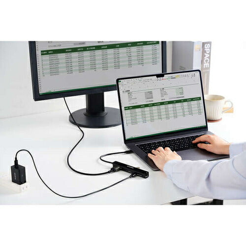 USB Type C ドッキングステーション ハブ 6-in-1 PD 85W出力 急速充電 USB-C ×2 USB-A ×2 HDMI ×1 RJ45 ×1 ブラック エレコム DST-C30BK