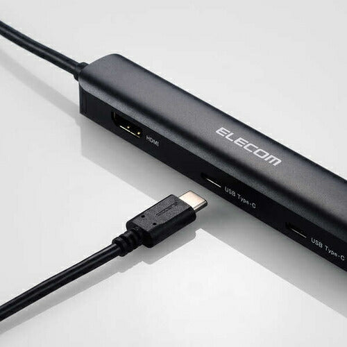 USB Type C ドッキングステーション ハブ 6-in-1 PD 85W出力 急速充電 USB-C ×2 USB-A ×2 HDMI ×1 RJ45 ×1 ブラック エレコム DST-C30BK