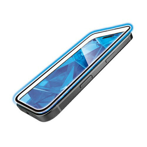 iPhone 16 ガラスフィルム フレーム付き 高透明 ブルーライトカット エレコム PM-A24AFLGFBL