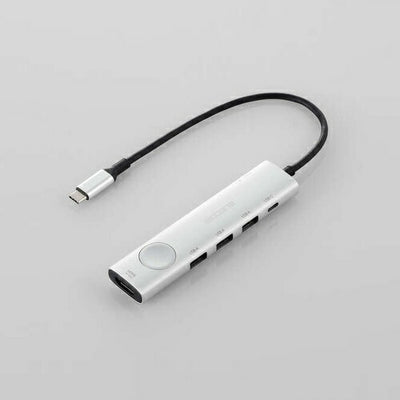 USB Type-C ドッキングステーション 6-in-1 ハブ PD 85W出力 急速充電 USB-C ×2 USB-A ×3 HDMI ×1 【Windows PC MacBook iPad 等 Type C 機器対応】 画面ON/OFF切替スイッチ シルバー エレコム DST-S060BPSV