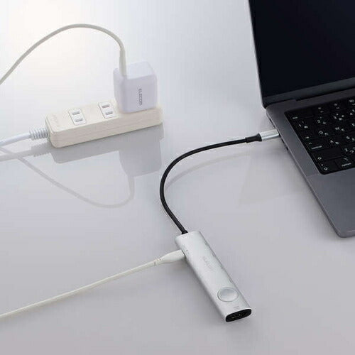 USB Type-C ドッキングステーション 6-in-1 ハブ PD 85W出力 急速充電 USB-C ×2 USB-A ×3 HDMI ×1 【Windows PC MacBook iPad 等 Type C 機器対応】 画面ON/OFF切替スイッチ シルバー エレコム DST-S060BPSV