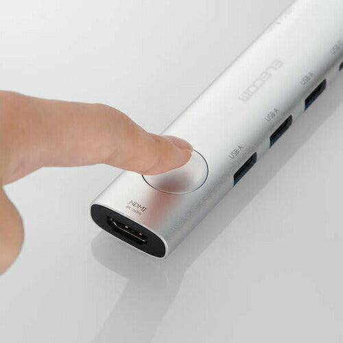 USB Type-C ドッキングステーション 6-in-1 ハブ PD 85W出力 急速充電 USB-C ×2 USB-A ×3 HDMI ×1 【Windows PC MacBook iPad 等 Type C 機器対応】 画面ON/OFF切替スイッチ シルバー エレコム DST-S060BPSV