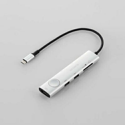 USB Type-C ドッキングステーション 8-in-1 ハブ PD 85W出力 急速充電 USB-C ×3 USB-A ×2 HDMI ×1 SD＋microSD ×1 【Windows PC MacBook iPad 等 Type C 機器対応】 画面ON/OFF切替スイッチ シルバー エレコム DST-S080BPSV