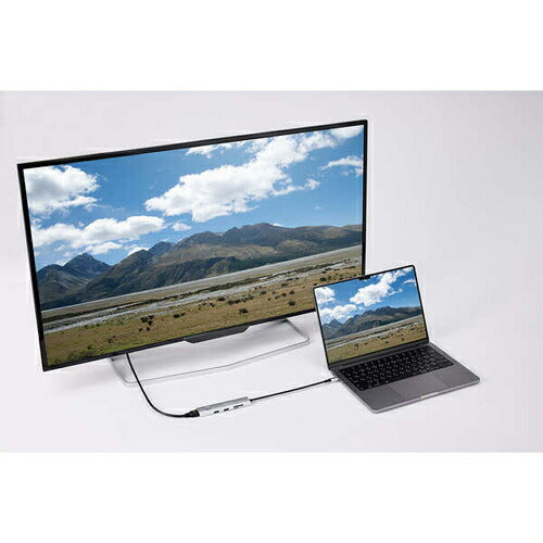USB Type-C ドッキングステーション 8-in-1 ハブ PD 85W出力 急速充電 USB-C ×3 USB-A ×2 HDMI ×1 SD＋microSD ×1 【Windows PC MacBook iPad 等 Type C 機器対応】 画面ON/OFF切替スイッチ シルバー エレコム DST-S080BPSV