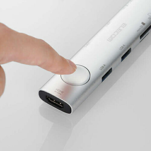USB Type-C ドッキングステーション 8-in-1 ハブ PD 85W出力 急速充電 USB-C ×3 USB-A ×2 HDMI ×1 SD＋microSD ×1 【Windows PC MacBook iPad 等 Type C 機器対応】 画面ON/OFF切替スイッチ シルバー エレコム DST-S080BPSV