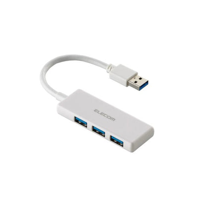 USB ハブ USB3.2 Gen1 ＜ USB-A ×3 ＞ バスパワー コンパクト 薄型 【 USBポート 搭載 Windows 11 10 Mac PC MacBook Surface 等対応 】 ケーブル長10cm（ホワイト） エレコム U3H-H030WH