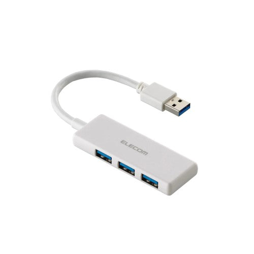 USB ハブ USB3.2 Gen1 ＜ USB-A ×3 ＞ バスパワー コンパクト 薄型 【 USBポート 搭載 Windows 11 10 Mac PC MacBook Surface 等対応 】 ケーブル長10cm（ホワイト） エレコム U3H-H030WH