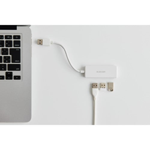 USB ハブ USB3.2 Gen1 ＜ USB-A ×3 ＞ バスパワー コンパクト 薄型 【 USBポート 搭載 Windows 11 10 Mac PC MacBook Surface 等対応 】 ケーブル長10cm（ホワイト） エレコム U3H-H030WH