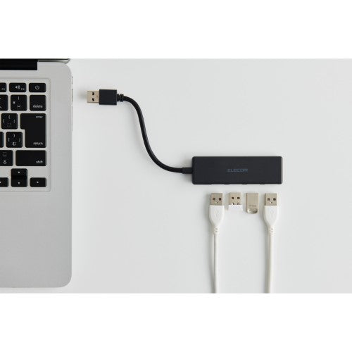 USB ハブ USB3.2 Gen1 ＜ USB-A ×4 ＞ バスパワー コンパクト 薄型 【 USBポート 搭載 Windows 11 10 Mac PC MacBook Surface 等対応 】 ケーブル長10cm（ブラック） エレコム U3H-H040BK