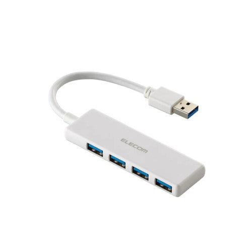 USB ハブ USB3.2 Gen1 ＜ USB-A ×4 ＞ バスパワー コンパクト 薄型 【 USBポート 搭載 Windows 11 10 Mac PC MacBook Surface 等対応 】 ケーブル長10cm（ホワイト） エレコム U3H-H040WH