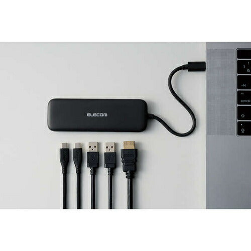 USB Type-C ドッキングステーション 5-in-1 薄型 ハブ PD 85W出力 急速充電 USB-C×2 USB-A×2 HDMI×1 ブラック エレコム DST-050BPBK