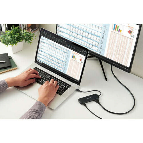USB Type-C ドッキングステーション 5-in-1 薄型 ハブ PD 85W出力 急速充電 USB-C×2 USB-A×2 HDMI×1 ブラック エレコム DST-050BPBK