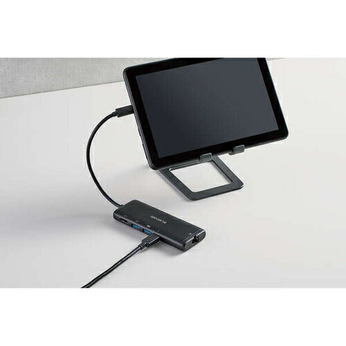 USB Type-C ドッキングステーション 7-in-1 薄型 ハブ PD 85W出力 急速充電 USB-C×1 USB-A×2 HDMI×1 SD＋microSD×1 RJ45×1 ブラック エレコム DST-070BPBK