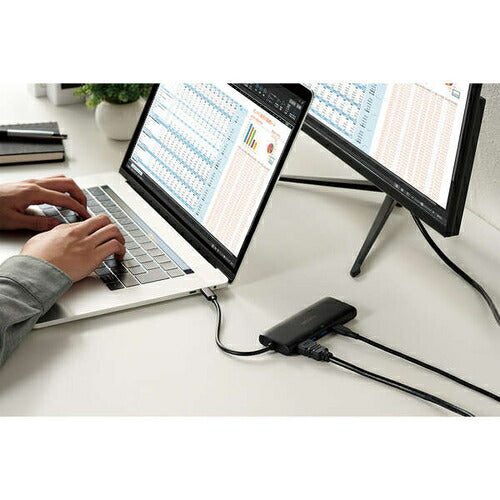 USB Type-C ドッキングステーション 7-in-1 薄型 ハブ PD 85W出力 急速充電 USB-C×1 USB-A×2 HDMI×1 SD＋microSD×1 RJ45×1 ブラック エレコム DST-070BPBK