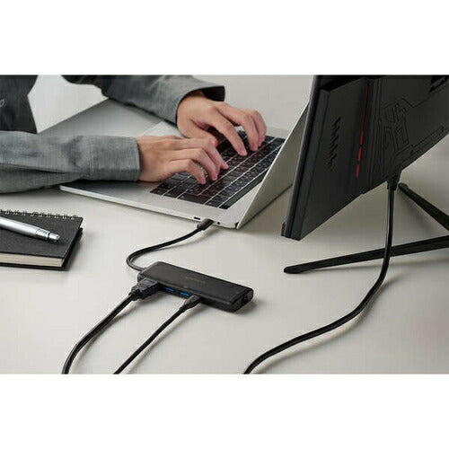 USB Type-C ドッキングステーション 7-in-1 薄型 ハブ PD 85W出力 急速充電 USB-C×1 USB-A×2 HDMI×1 SD＋microSD×1 RJ45×1 ブラック エレコム DST-070BPBK